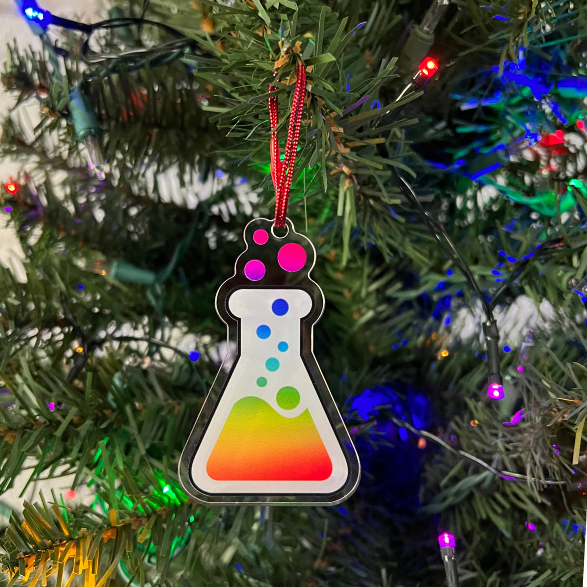 Rainbow Erlenmeyer Flask Christmas Tree Ornament