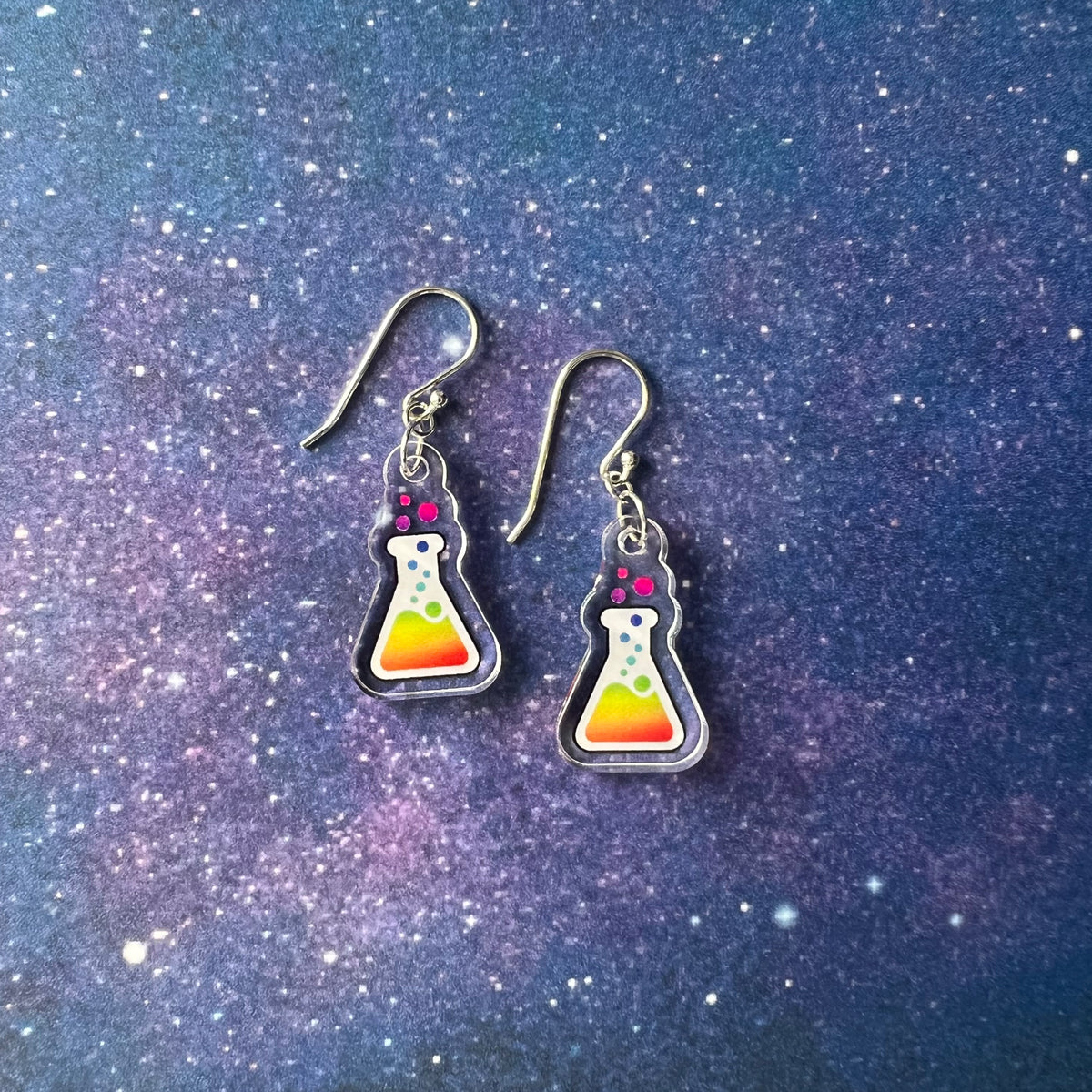 Rainbow Erlenmeyer Jewelry - Earrings and Necklace
