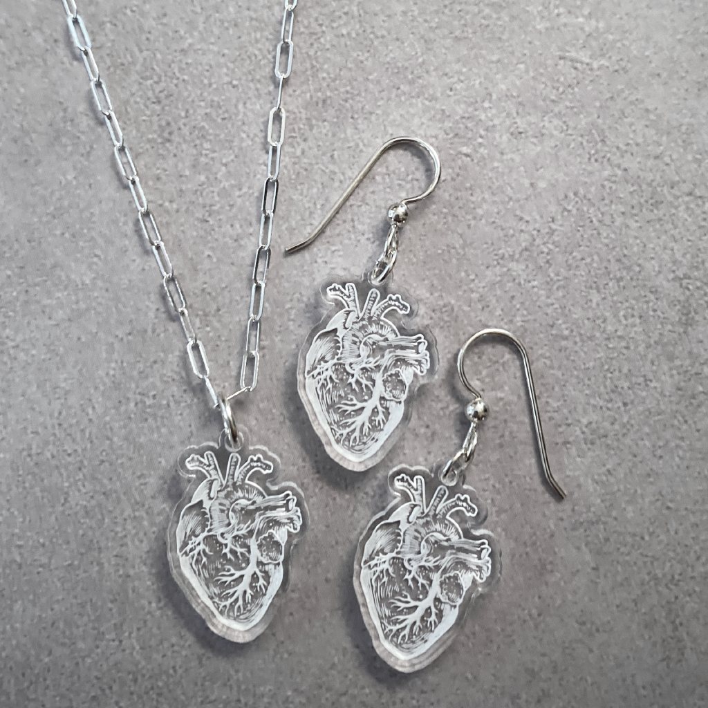 Anatomical Human Heart Jewelry Set