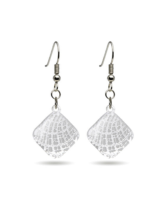 Sea Crustacean Earrings Map Design - Diamond