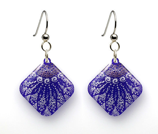 Starfish Earrings, diamond shape, purple from Lab Partners Jewelry