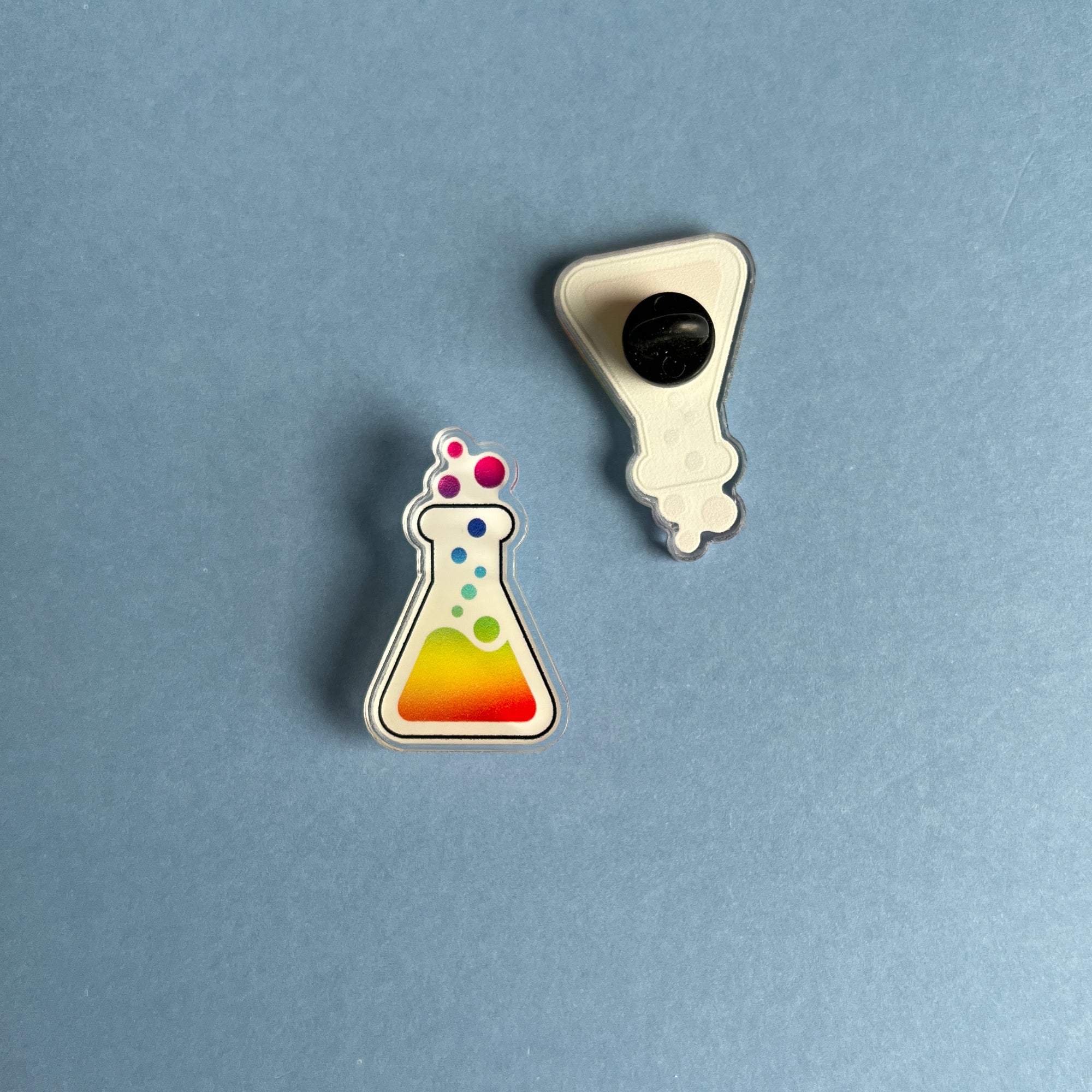 Flask Pin Rainbow Erlenmeyer Flask Acrylic Pin - The Lab Partners Jewelry