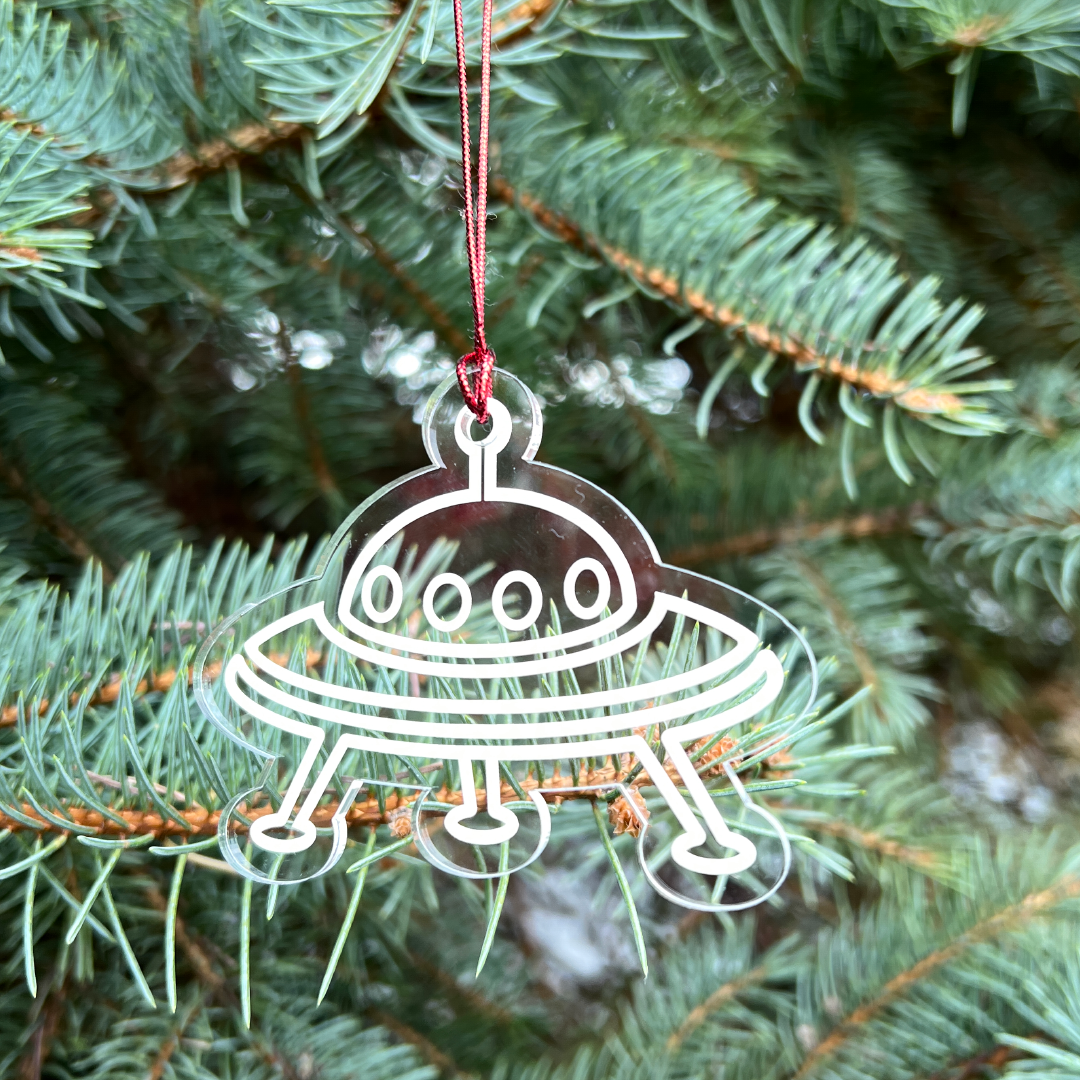 UFO Ornaments -for space and scifi lovers. Atomic Era, Unidentified Aerial Phenomena (UAP), space ships, rocket ships, aliens